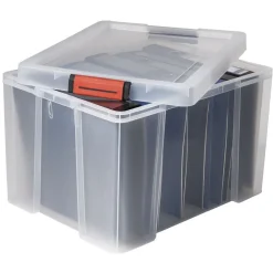 Best Box de rangement transparente couvercle clips rouge 45 L Rangement