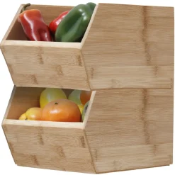 Gifi Rangement De Cuisine^Casier en bambou empilable