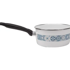 Gifi Cuisson^Casserole anti-adhésive acier émaillé blanc crème et bleu
