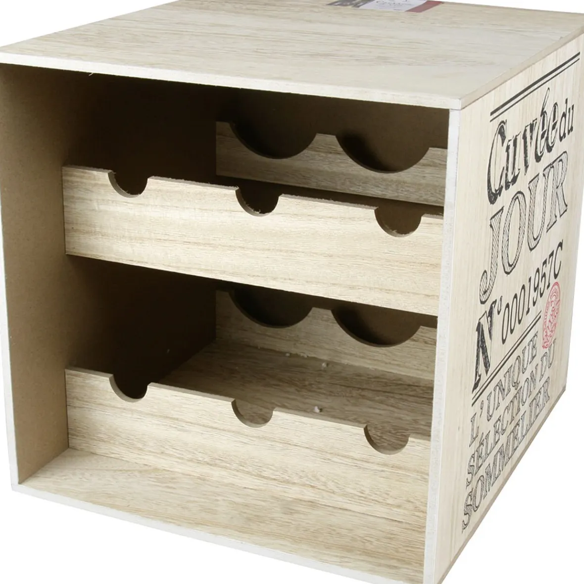 Gifi Rangement De Cuisine^Cave à vin en bois pour 6 bouteilles
