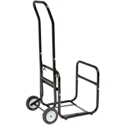 Chariot avec panier à bûches en métal noir^Gifi