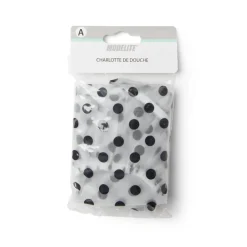 Charlotte de douche à pois plastique blanc et noir^Gifi