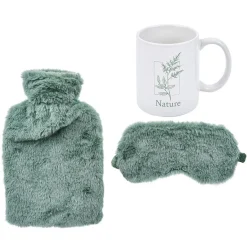 Coffret cocconing 3 pièces bouillotte masque yeux et mug vert^Gifi Sale