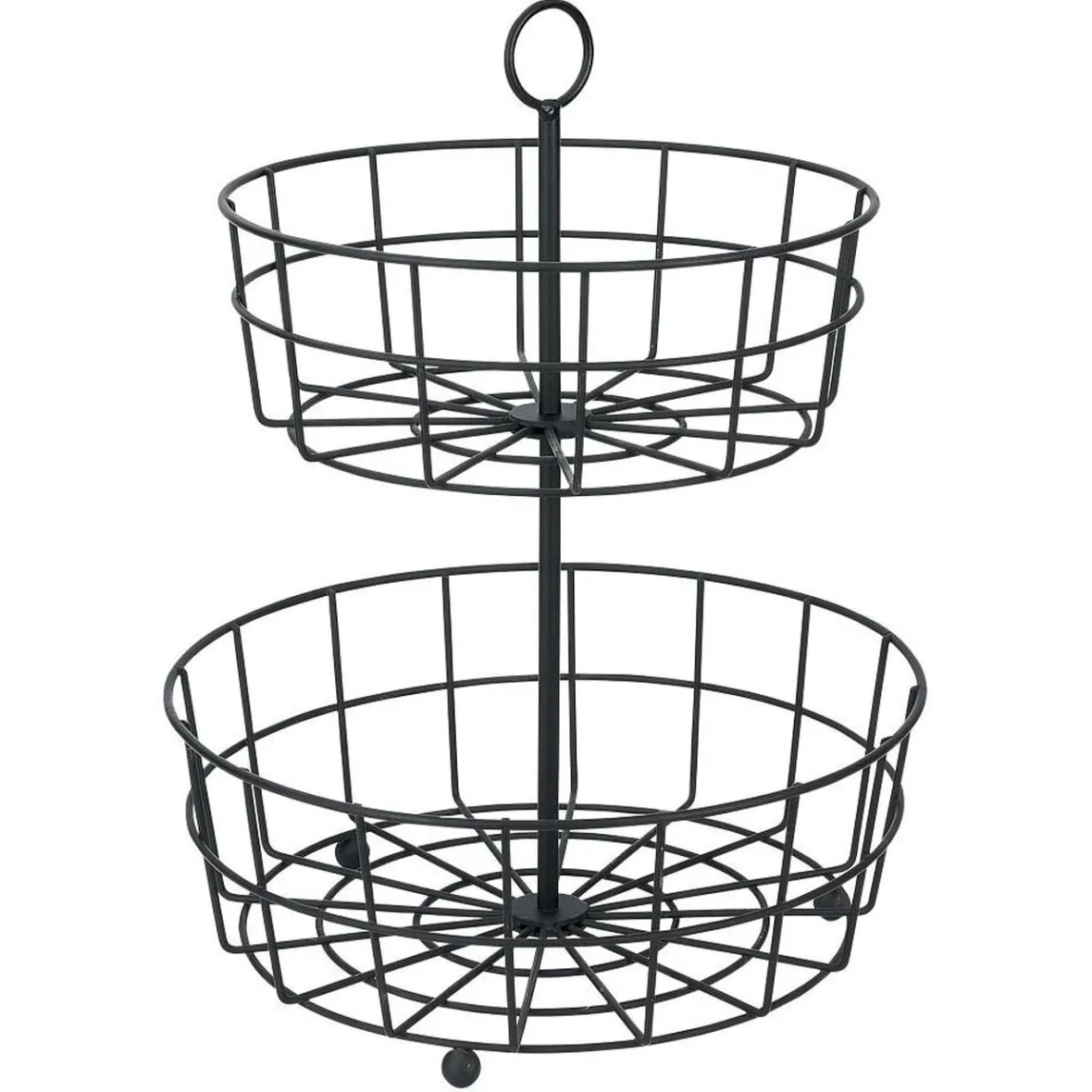 Gifi Rangement De Cuisine^Corbeille à fruits 2 niveaux métal noir Ø28xH38cm