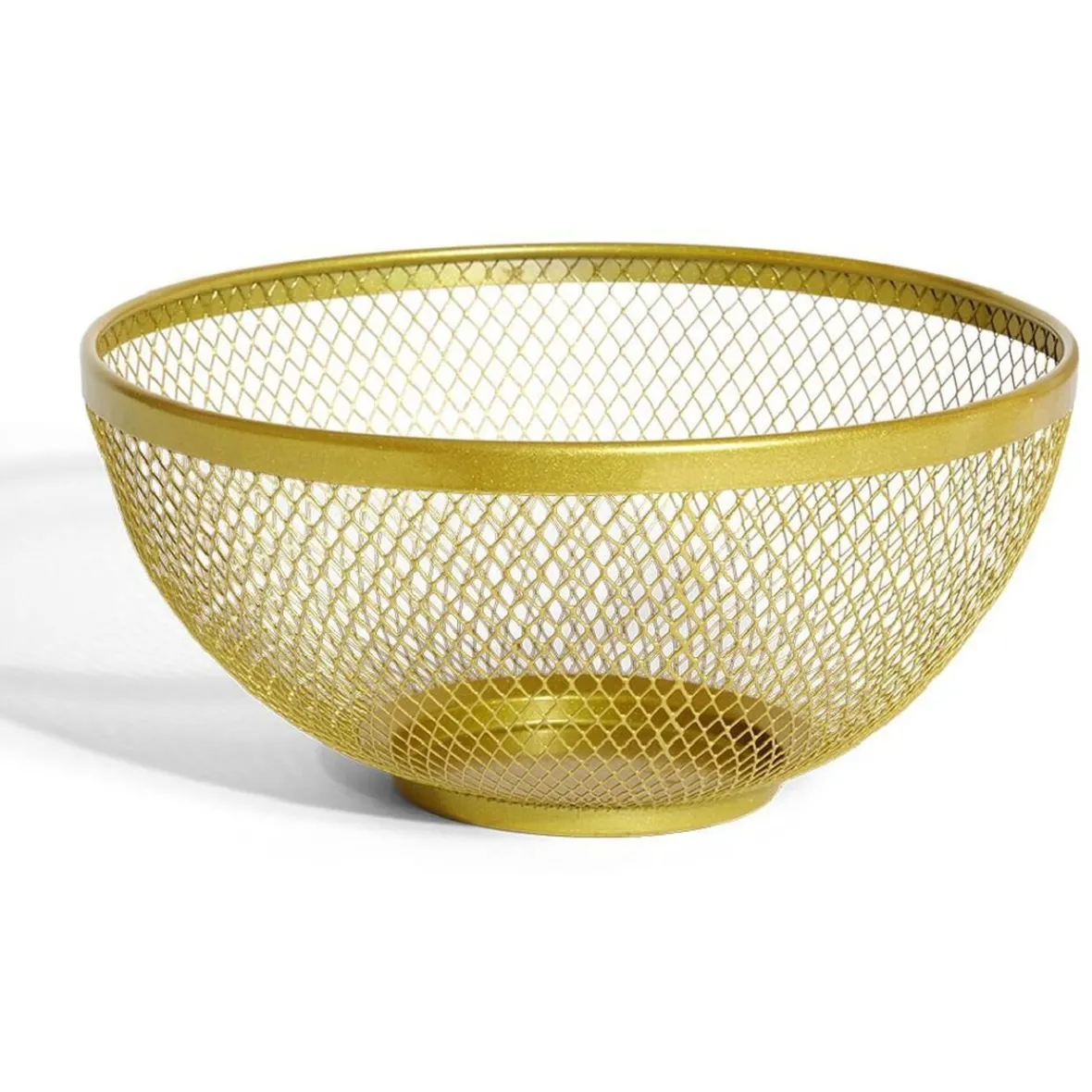 Gifi Rangement De Cuisine^Corbeille à fruits en métal maillage doré Ø26xH13cm