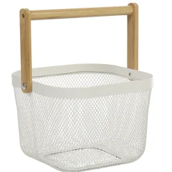 Gifi Rangement De Cuisine^Corbeille à fruits maille métal blanc avec anse naturel