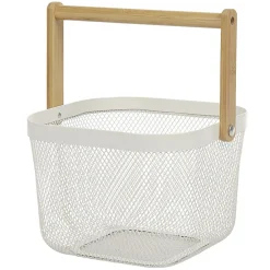 Gifi Rangement De Cuisine^Corbeille à fruits maille métal blanc avec anse naturel
