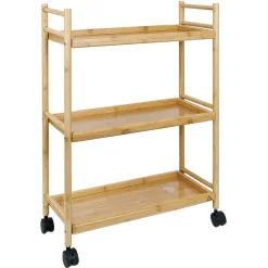 Gifi Rangement De Cuisine^Desserte 3 niveaux à roulettes bambou et MDF 51,5x22,5xH71cm