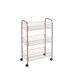 Gifi Rangement De Cuisine^Desserte à roulette Metaltex 3 étages orange cuivré