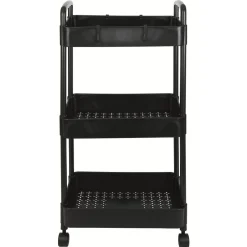 Gifi Rangement De Cuisine^Desserte à roulettes 3 niveaux plastique noir