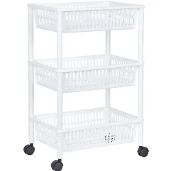 Gifi Rangement De Cuisine^Desserte de cuisine 3 niveaux panières blanches