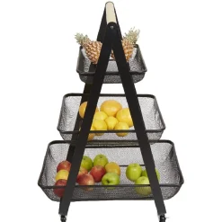 Gifi Rangement De Cuisine^Desserte de cuisine 3 paniers métal noir