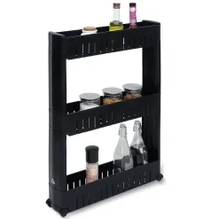 Gifi Rangement De Cuisine^Desserte de cuisine à roulettes 3 niveaux noir 54,5x12,5xH.72cm