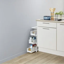 Gifi Rangement De Cuisine^Desserte de cuisine 3 tiroirs coulissants blanc