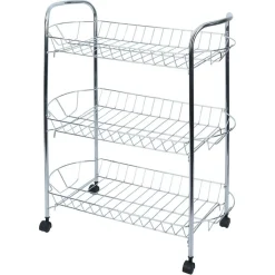 Gifi Rangement De Cuisine^Desserte en métal gris 3 niveaux - L.51xl.26,5xH.57cm