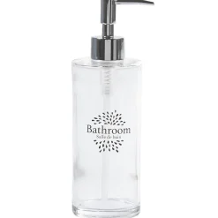 Distributeur à savon design fleur avec inscription bathroom^Gifi