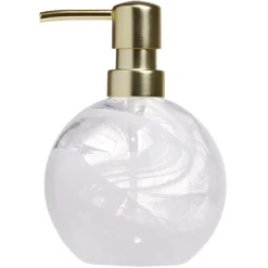 Distributeur à savon en verre transparent et blanc Sunflow Ø10xH15,7cm^Gifi Online