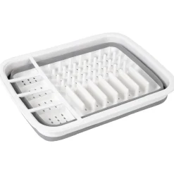 Gifi Rangement De Cuisine^Egouttoir à vaisselle rétractable blanc gris