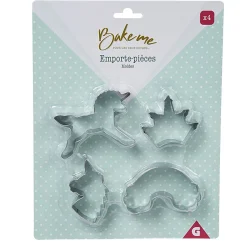 Gifi Cuisson^Emporte pièce forme Licorne Arc en ciel Couronne x4