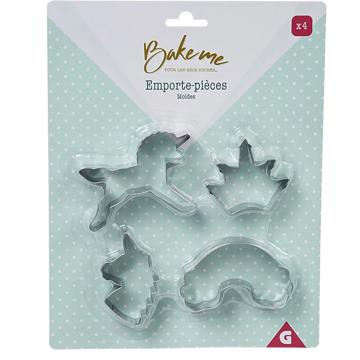 Gifi Cuisson^Emporte pièce forme Licorne Arc en ciel Couronne x4
