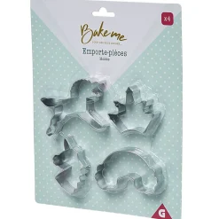 Gifi Cuisson^Emporte pièce forme Licorne Arc en ciel Couronne x4