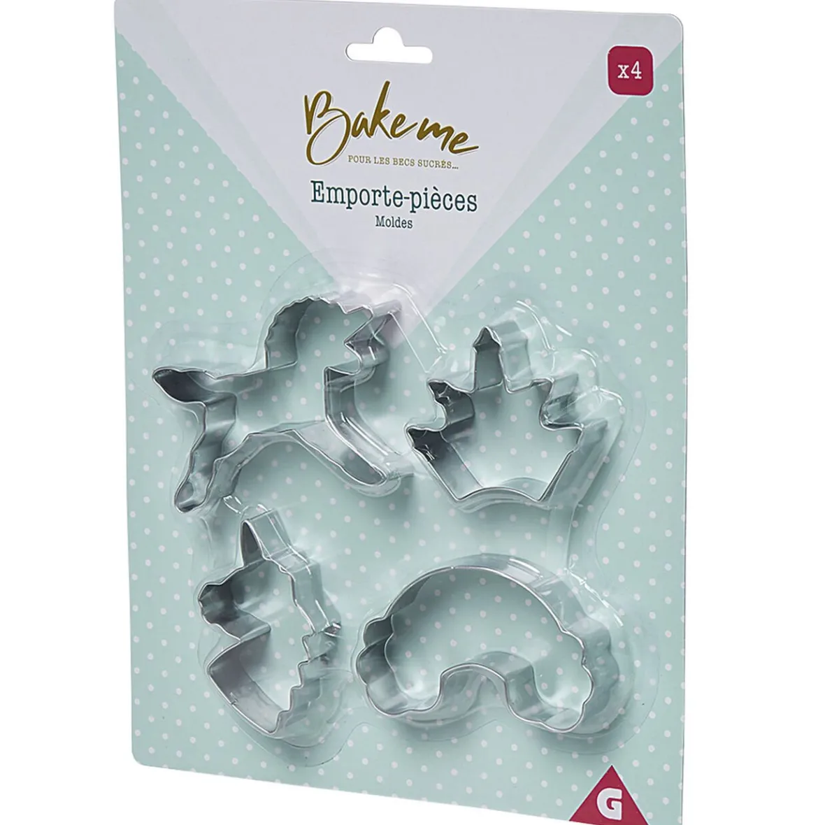 Gifi Cuisson^Emporte pièce forme Licorne Arc en ciel Couronne x4