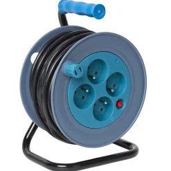 Enrouleur de câble compact 15 m multiprises x4 bleu et noir^Gifi Best