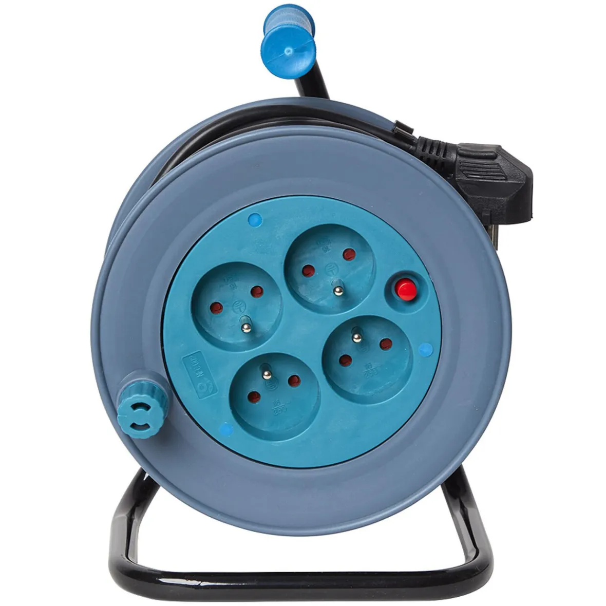 Enrouleur de câble compact 15 m multiprises x4 bleu et noir^Gifi Best