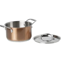 Gifi Cuisson^Faitout acier doré avec couvercle en inox