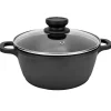 Gifi Cuisson^Faitout noir couvercle verre transparent