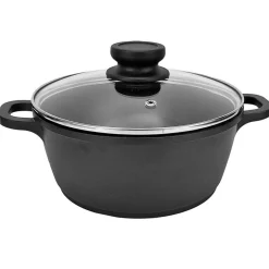 Gifi Cuisson^Faitout noir couvercle verre transparent