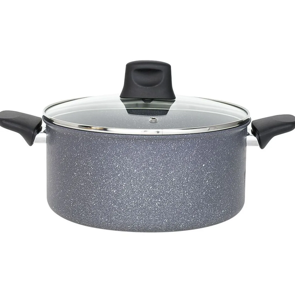Gifi Cuisson^Faitout Tefal aluminium effet pierre avec couvercle verre Ø 24 cm