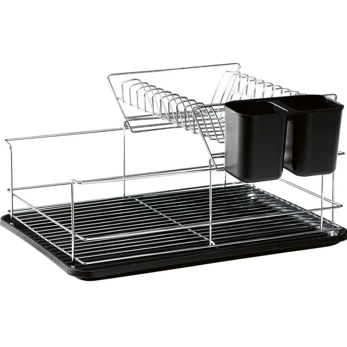 Gifi Rangement De Cuisine^Égouttoir avec plateau et supports couverts noirs 2 niveaux