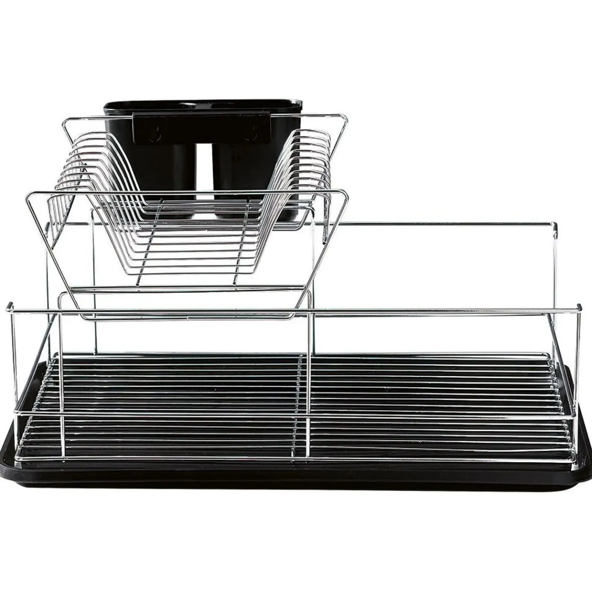 Gifi Rangement De Cuisine^Égouttoir avec plateau et supports couverts noirs 2 niveaux