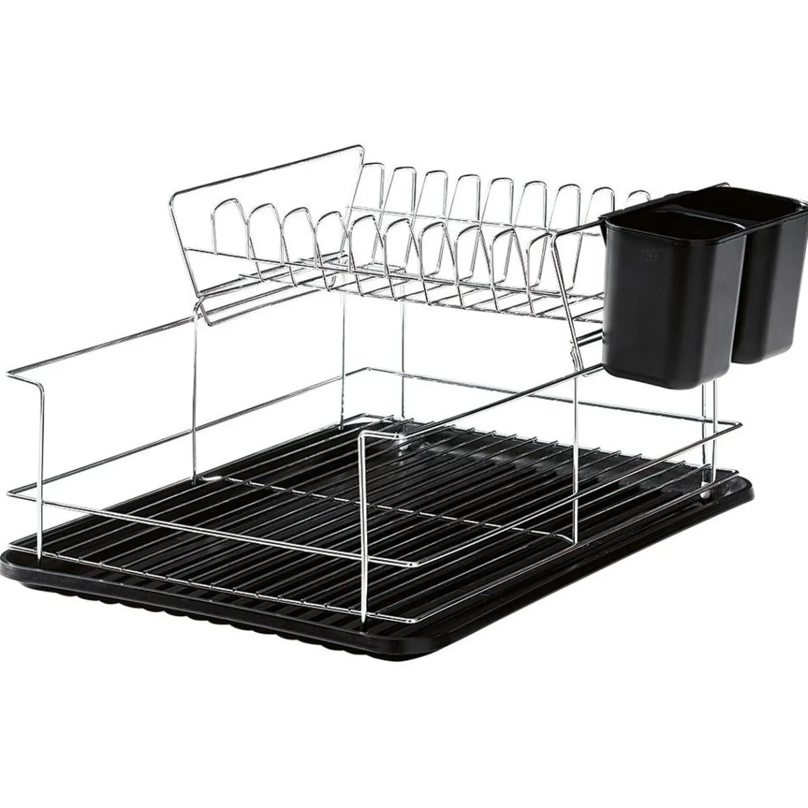 Gifi Rangement De Cuisine^Égouttoir avec plateau et supports couverts noirs 2 niveaux
