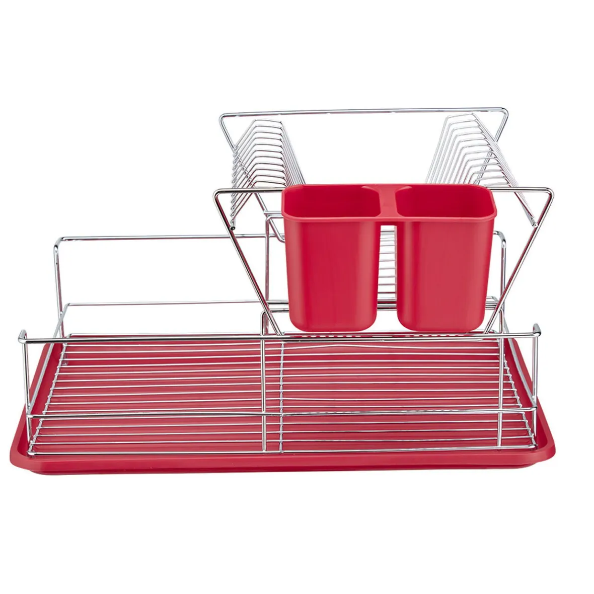 Gifi Rangement De Cuisine^Égouttoir avec plateau et supports couverts rouges 2 niveaux