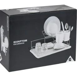 Gifi Rangement De Cuisine^Égouttoir avec plateau et supports couverts blanc 2 niveaux