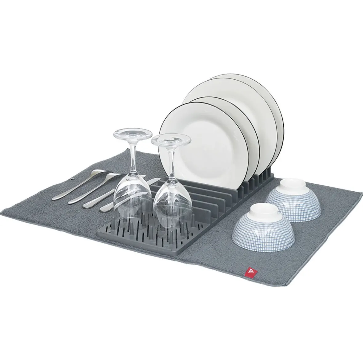 Gifi Rangement De Cuisine^Égouttoir avec tapis pliable gris foncé 11 rangées 12 picots