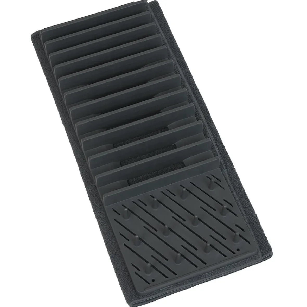 Gifi Rangement De Cuisine^Égouttoir avec tapis pliable gris foncé 11 rangées 12 picots