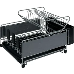 Gifi Rangement De Cuisine^Égouttoir extensible en métal et plastique gris 41,5x30xH23,5cm