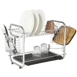 Gifi Rangement De Cuisine^Égouttoir XXL 2 niveaux récupérateur d'eau inox