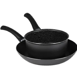 Gifi Cuisson^Lot 1 poêle + 1 casserole aluminium effet pierre