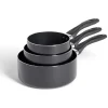 Gifi Cuisson^Lot de 3 casseroles tous feux sauf induction aluminium noir Ø14/16/20cm