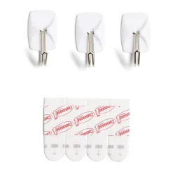 Lot de 3 crochets adhésifs 3M plastique blanc pointe métal^Gifi Best