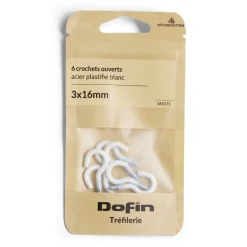 Lot de 6 crochets ouverts blancs Ø3x16mm^Gifi New