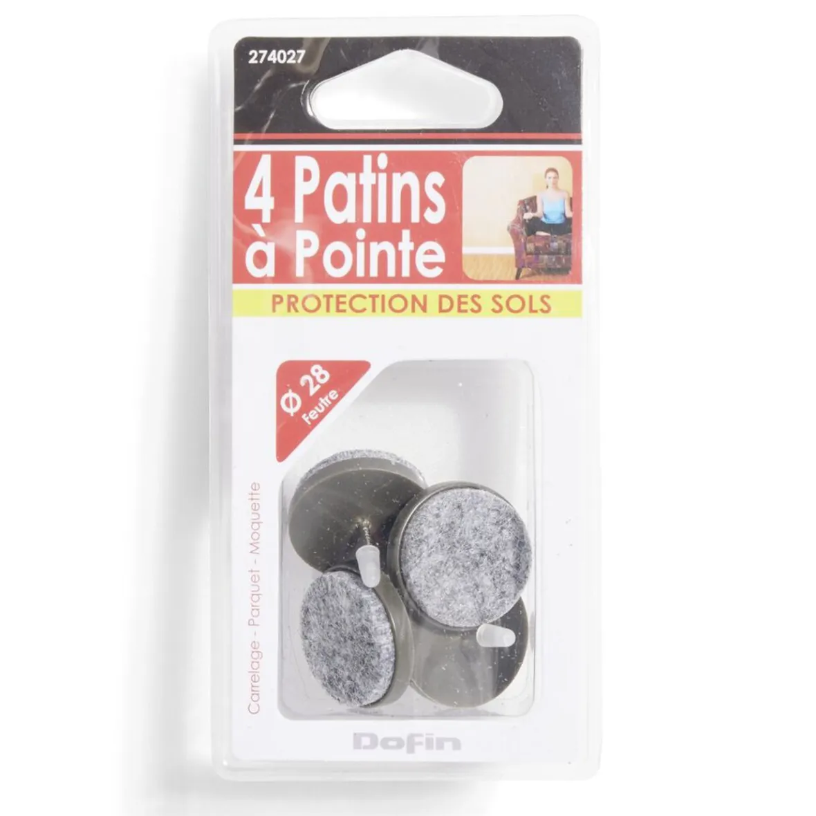 Lot de 4 patins de meuble ronds avec pointe - Ø28 mm^Gifi Best