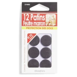 Lot de 12 patins en feutre adhésif marron - Ø22 mm^Gifi Hot