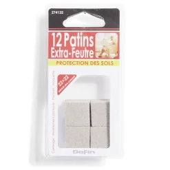 Lot de 12 patins en feutre adhésif ultra puissant - 22x22 mm^Gifi Online
