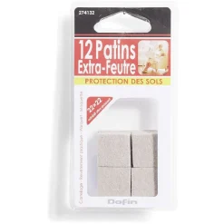 Lot de 12 patins en feutre adhésif ultra puissant - 22x22 mm^Gifi Online