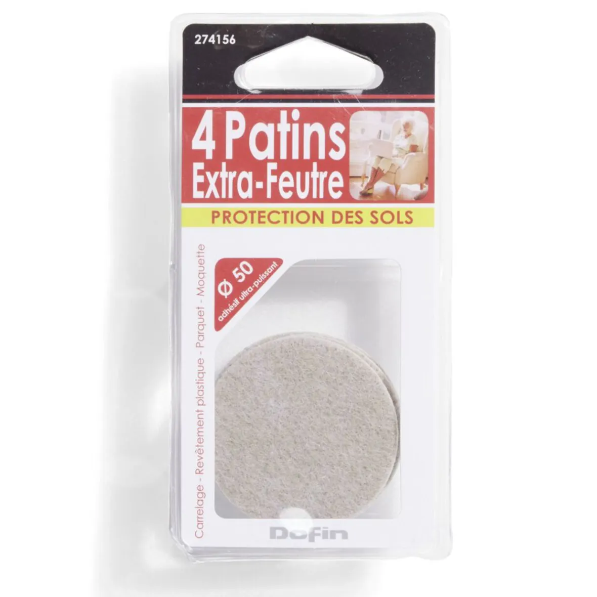 Lot de 4 patins en feutre adhésif ultra puissant beige - Ø50 mm^Gifi Clearance